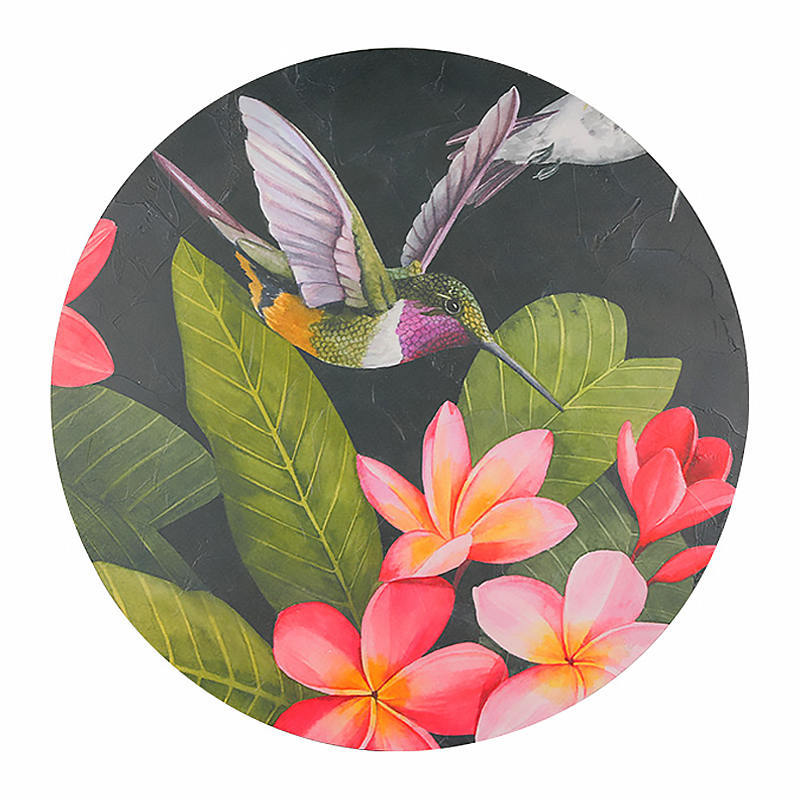 Vivid And Smart Hummingbird Pattern Canvas Art Wall Decor On Black Background