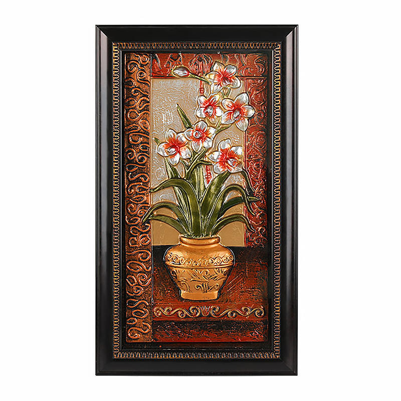 Retro Oil Painting Vase Flowers And Plants Painting Living Room Porch Framed Art