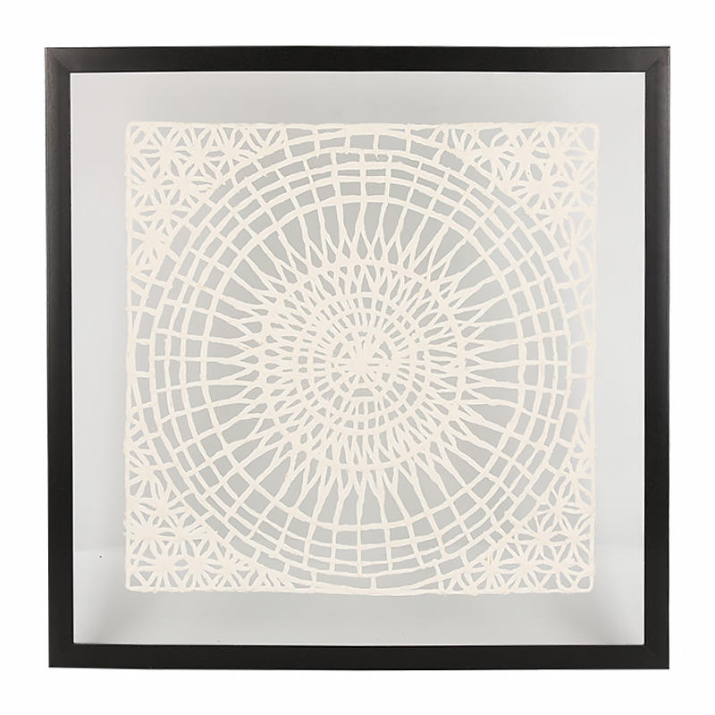 Framed Paper Art Round Hollow Geometric Pattern Black Border Handmade Works