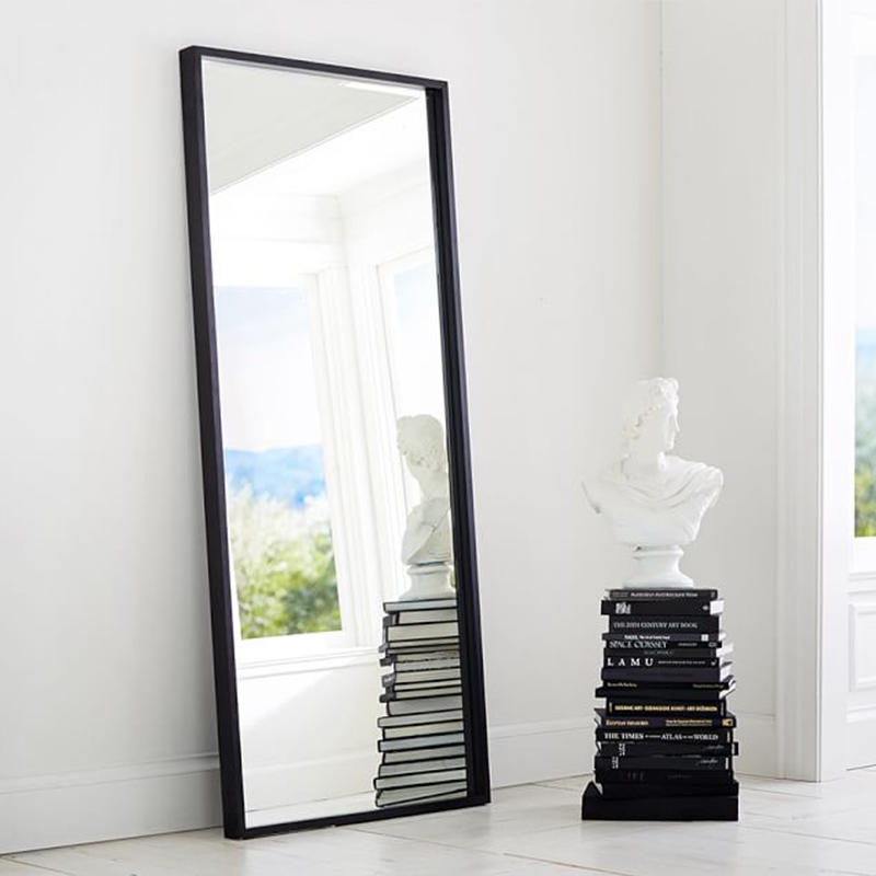 Classic Minimalist Black Rectangular Full-Length Mirror Wall-Mounted Framed Mirror