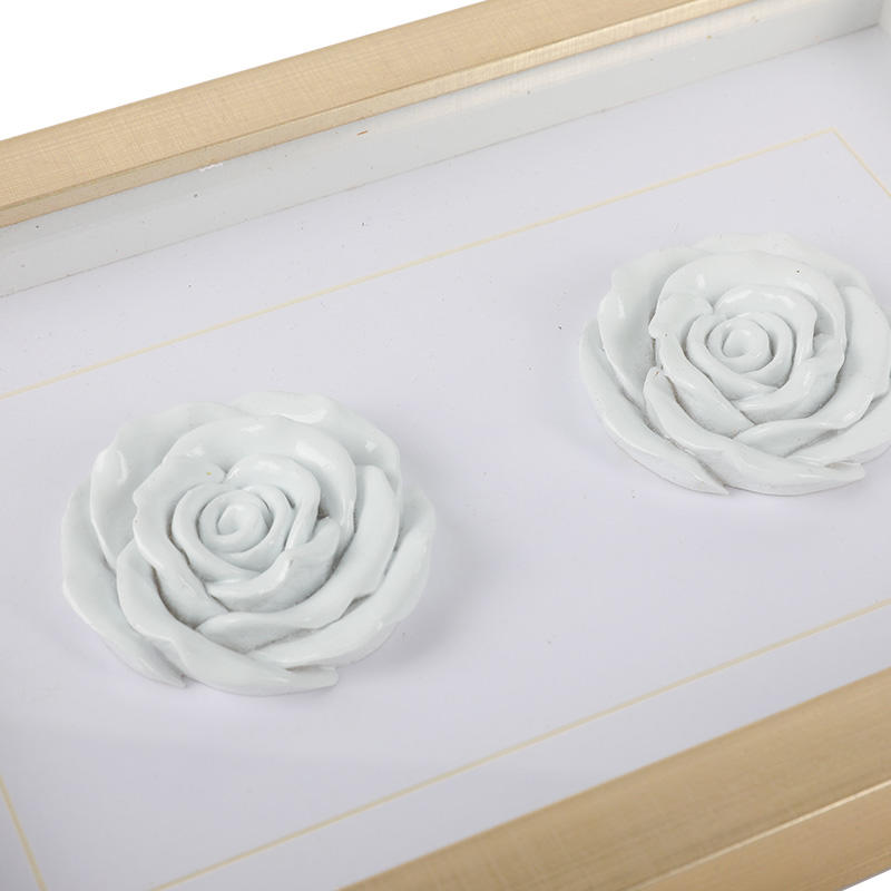 White Solid Camellia Wood Color Framed Art Wall Art